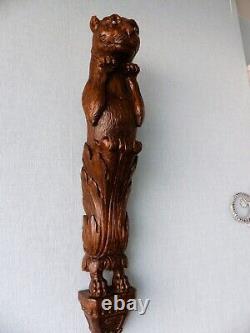 Ancient Statue Gargouille Tiger XVIII Wood Cut Antique Wood Stem Gothic