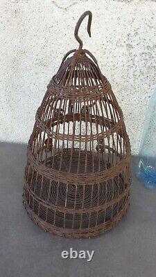 Ancient Superb Twisted Wire Bird Cage, Used As A Trap