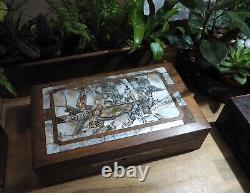 Ancient Wooden Box with Mother of Pearl Inlay Chest Indochine Chinese Mother of Pearl Box