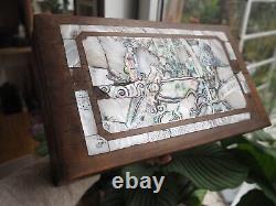 Ancient Wooden Box with Mother of Pearl Inlay Chest Indochine Chinese Mother of Pearl Box