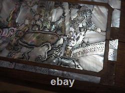 Ancient Wooden Box with Mother of Pearl Inlay Chest Indochine Chinese Mother of Pearl Box