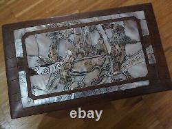 Ancient Wooden Box with Mother of Pearl Inlay Chest Indochine Chinese Mother of Pearl Box