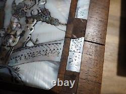 Ancient Wooden Box with Mother of Pearl Inlay Chest Indochine Chinese Mother of Pearl Box