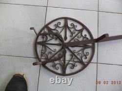 Ancient and Large Rotating Meat Grill from the 18th Century Forged Iron Fireplace