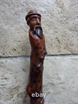 Ancient and Rare Cane Character and Dog Folk Art