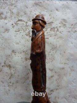 Ancient and Rare Cane Character and Dog Folk Art