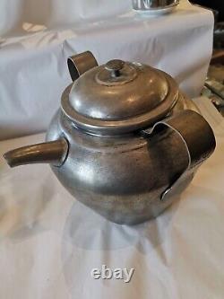 Ancient broth pot, pewter soup tureen from the 18th century folk art