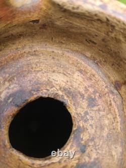 Ancient large glazed terracotta jar from Nièvre rustic pottery