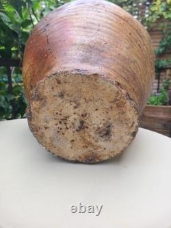 Ancient large glazed terracotta jar from Nièvre rustic pottery