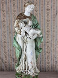 Ancient reliquary statue carved wood Virgin Child Jesus Presentation 18th century