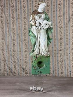 Ancient reliquary statue carved wood Virgin Child Jesus Presentation 18th century