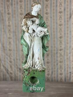 Ancient sculpted wooden reliquary statue of the Virgin and Child Jesus Presentation 18th century
