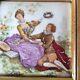 Ancient Tableau Painting On Porcelain, Gallant Scene Signed Wateau