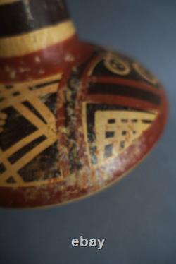 Ancient terracotta gourd with painted ethnic decoration, origin to be determined
