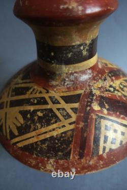 Ancient terracotta gourd with painted ethnic decoration, origin to be determined