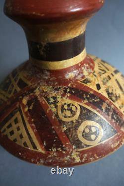 Ancient terracotta gourd with painted ethnic decoration, origin to be determined