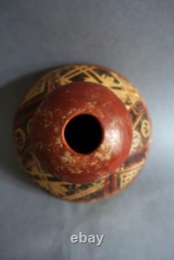 Ancient terracotta gourd with painted ethnic decoration, origin to be determined