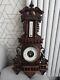 Ancient Thermometer Centigrade Barometer Aneroid Carved Wood By Henri Gargouille