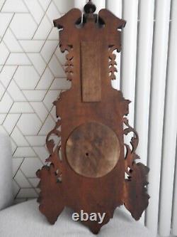 Ancient thermometer CENTIGRADE barometer ANEROID carved wood by HENRI GARGOUILLE