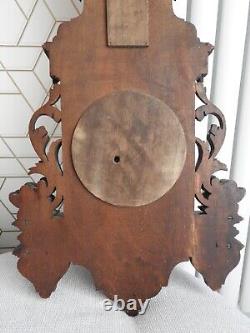 Ancient thermometer CENTIGRADE barometer ANEROID carved wood by HENRI GARGOUILLE