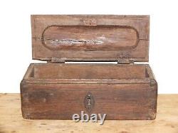 Ancient wooden box from the 18th century or earlier (salt box)