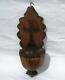 Ancient Wooden Monoxyle Holy Water Font With Popular Art Cross