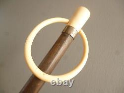 Ancient wooden walking stick with glove holder handle