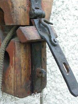 Antique Authentic 19th Century Wood and Iron Pulley