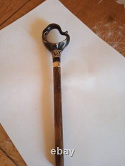 Antique Black and Gilded Umbrella Handle