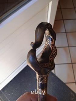 Antique Black and Gilded Umbrella Handle