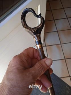 Antique Black and Gilded Umbrella Handle