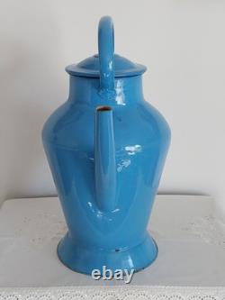 Antique Blue Enamelled Steel Watering Can, Approximately 42 CM High No Coffee Pot, No Jug