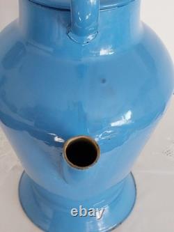 Antique Blue Enamelled Steel Watering Can, Approximately 42 CM High No Coffee Pot, No Jug