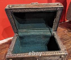 Antique Bronze Footed Box Small Finely Decorated Craft Decoration