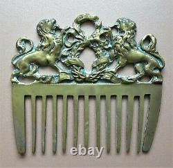 Antique Bronze Mane Comb With Lions