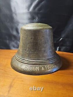 Antique Bronze School Bell by E Biron in Paris 5.300 kg 1880/90