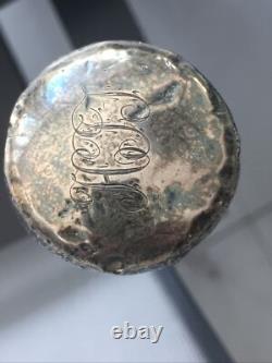 Antique Cane Silver Handle Chiseled Patterns Milord Cane 19th Century
