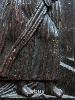 Antique Carved Wood Altarpiece Saint Peter Paradise Gothic Oak 1600