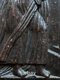 Antique Carved Wood Altarpiece Saint Peter Paradise Gothic Oak 1600