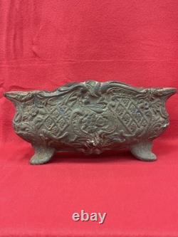Antique Cast Iron Planter with Floral Decoration, Napoleon III Style, 19th Century
