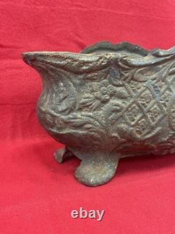 Antique Cast Iron Planter with Floral Decoration, Napoleon III Style, 19th Century