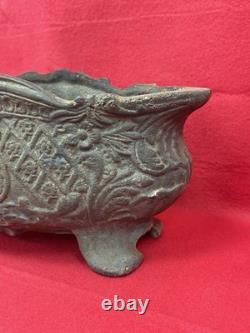 Antique Cast Iron Planter with Floral Decoration, Napoleon III Style, 19th Century