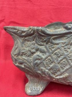 Antique Cast Iron Planter with Floral Decoration, Napoleon III Style, 19th Century