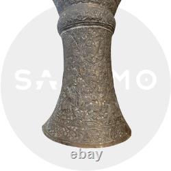 Antique Engraved Metal Darbuka / Doumbek, Syrian or Persian Work, Late 19th Century