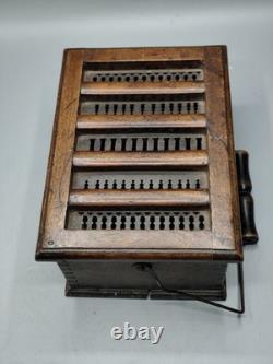 Antique French Wooden Foot Warmer with Metal Insert Rustic 19th Century