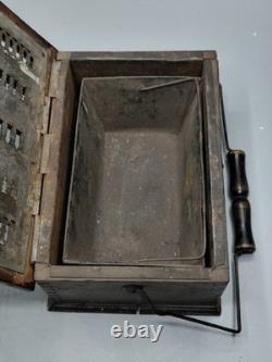 Antique French Wooden Foot Warmer with Metal Insert Rustic 19th Century