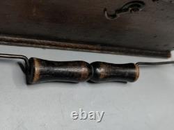 Antique French Wooden Foot Warmer with Metal Insert Rustic 19th Century