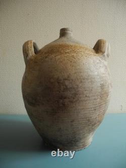 Antique French rustic decorative demijohn jar, 19th century toupine bottle