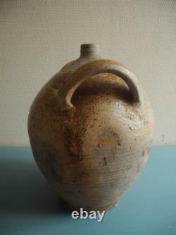 Antique French rustic decorative demijohn jar, 19th century toupine bottle