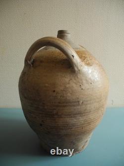 Antique French rustic decorative demijohn jar, 19th century toupine bottle